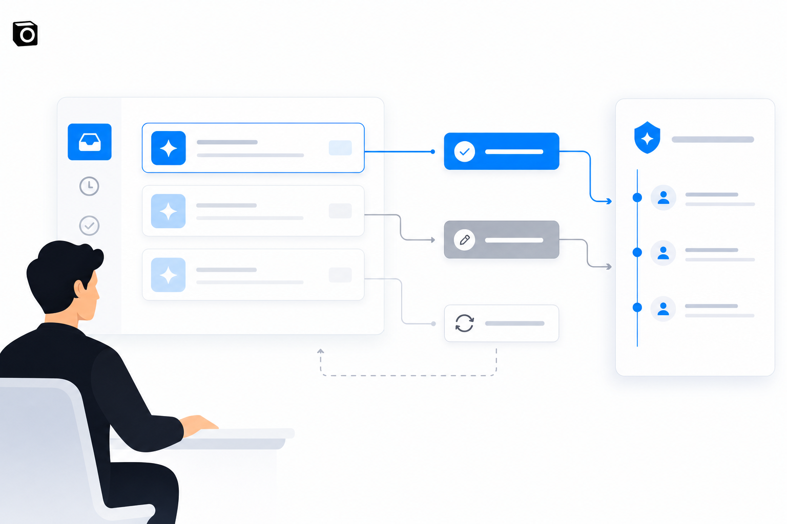 Human review inbox with approve, revise and retry paths