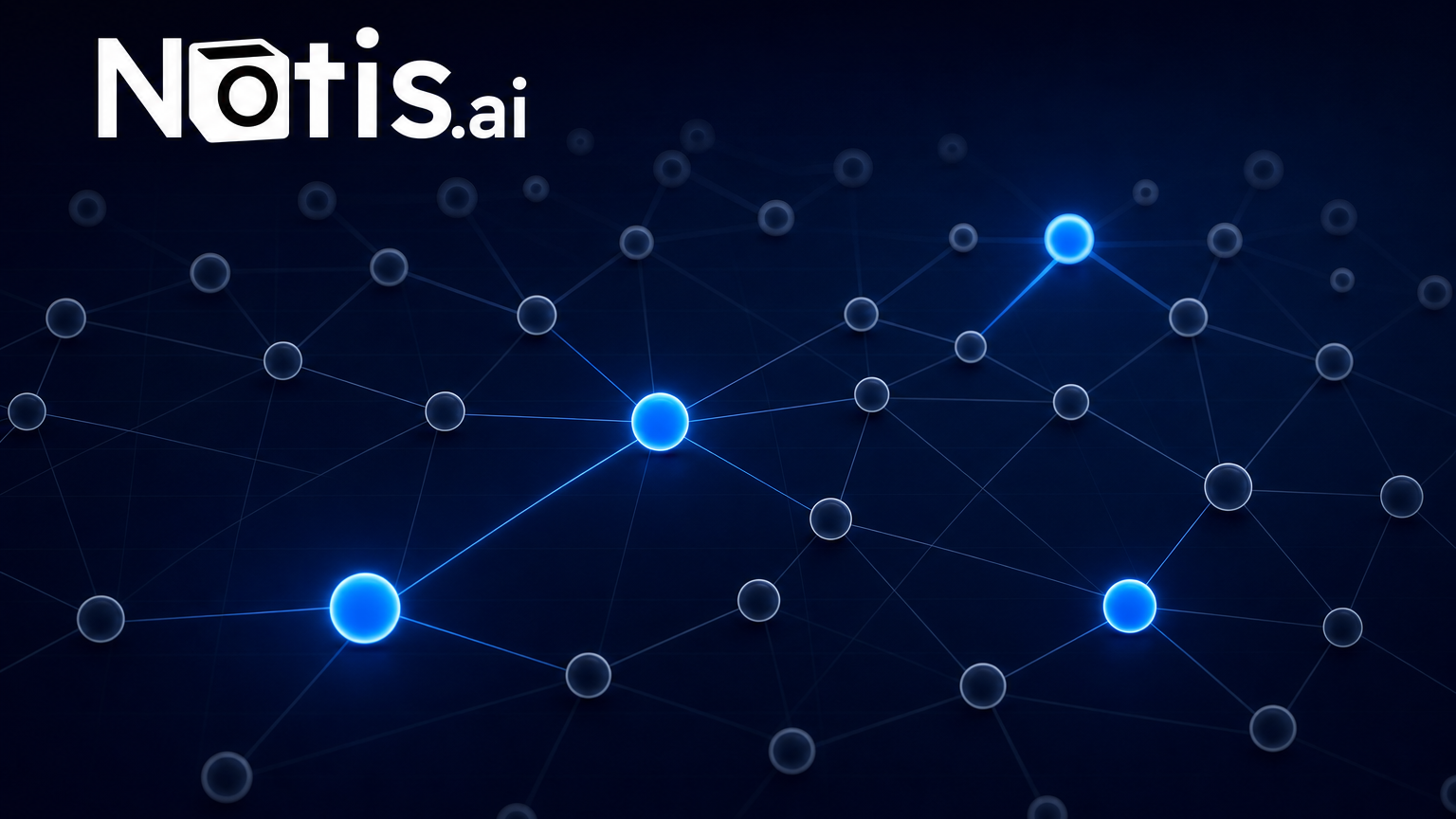 Dark network illustration of many hollow agent nodes with a few solid glowing blue ones, representing real AI agents for business among the hype